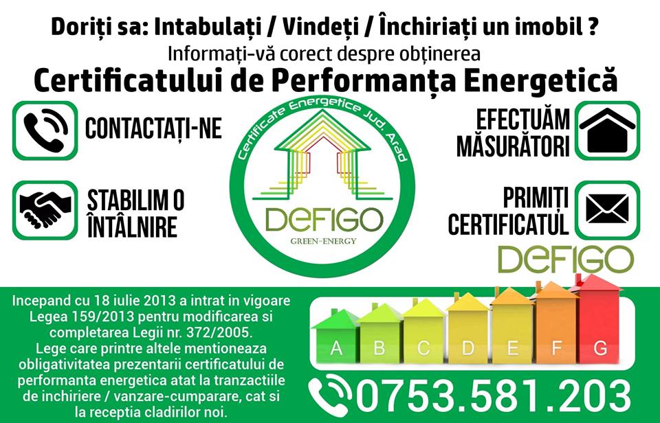 Audit Energetic Arad, Certificate Energetice - Defigo Crisan Mihai